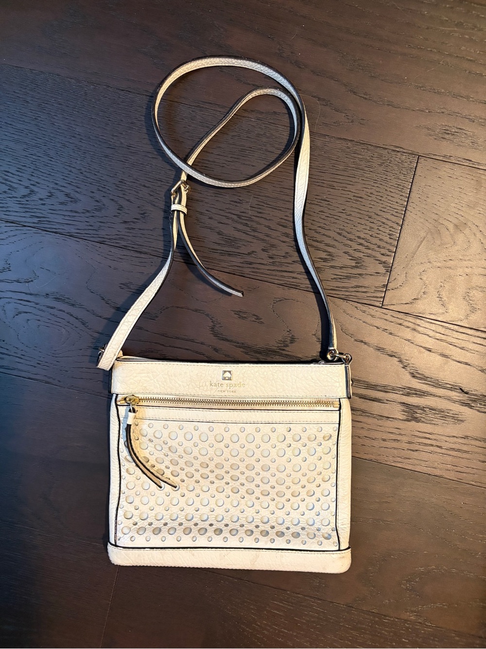 kate spade Cream Studded Leather Crossbody
